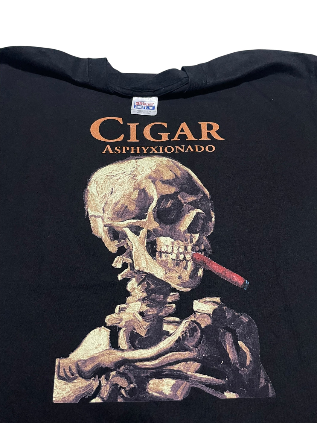Early 2000s Vincent Van Gogh “Skull of a Skeleton with Burning Cigarette“ Parody Tee (L)