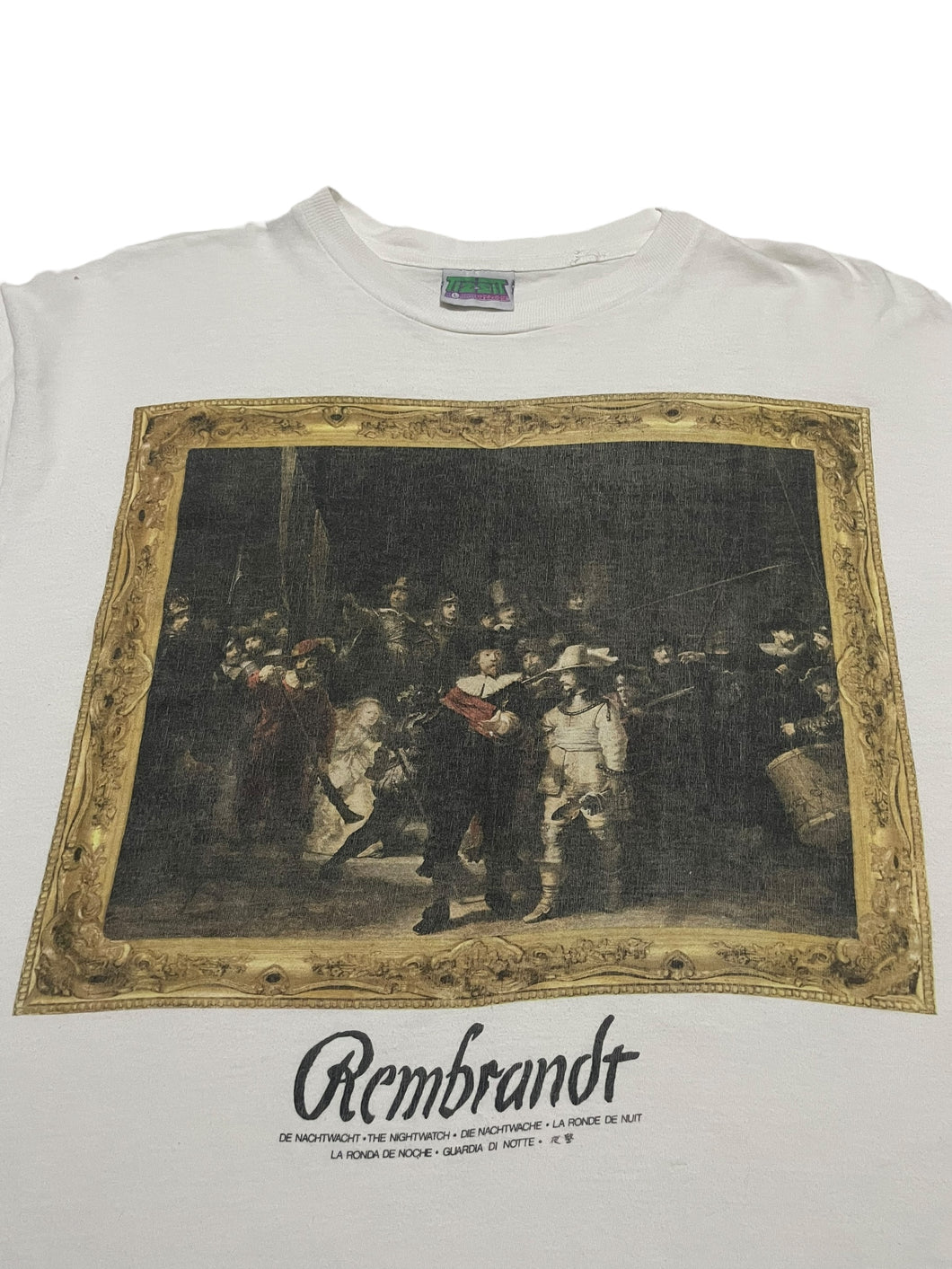 1990s Rembrandt’s “The Night Watch” Tee with “Self Portrait Leaning on a Stone Sill” (L)