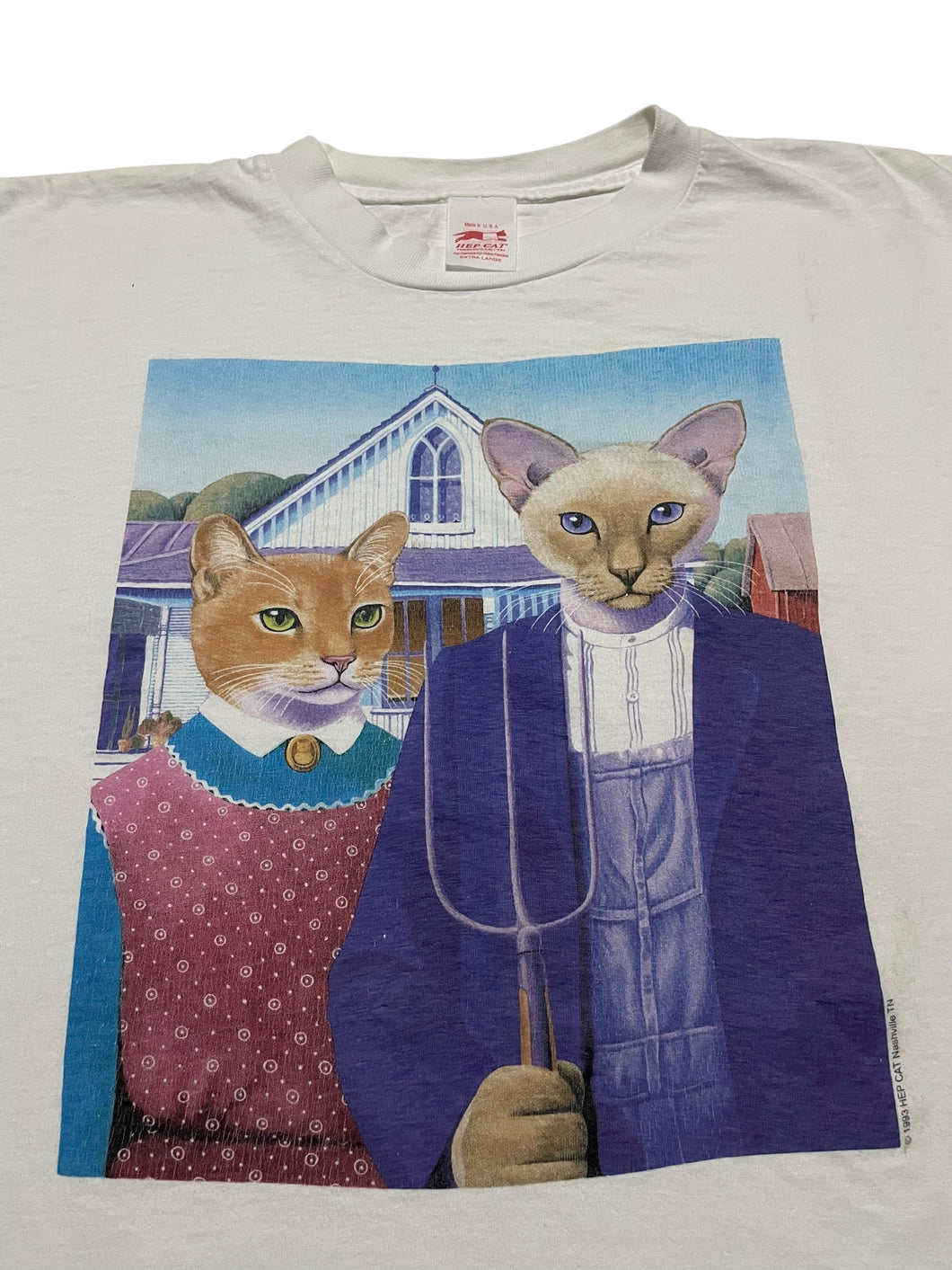 1993 Cat Parody of Grant Wood’s “American Gothic” Tee (XL)